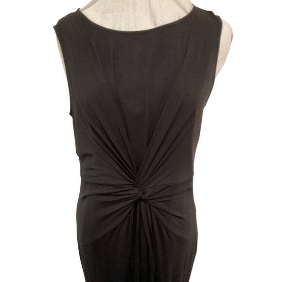 Black Twist-Front Sleeveless Midi Dress By Tahari M - Picture 2 of 6